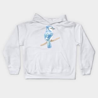 blue jay watercolor bird portrait Kids Hoodie